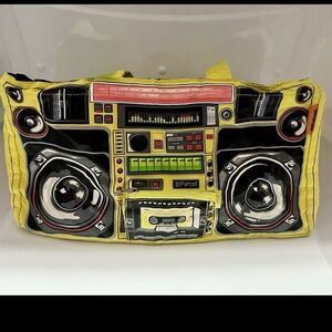 Vintage Parcel Boombox Speaker Handbag Cassette Shoulder Tote Bag Yellow